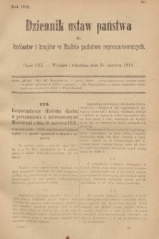 Dziennik Ustaw Państwa dla Królestw i Krajów w Radzie Państwa Reprezentowanych. 1918, nr 111