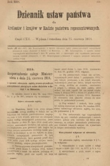 Dziennik Ustaw Państwa dla Królestw i Krajów w Radzie Państwa Reprezentowanych. 1918, nr 112