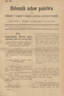 Dziennik Ustaw Państwa dla Królestw i Krajów w Radzie Państwa Reprezentowanych. 1918, nr 117