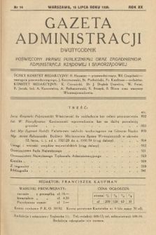 Gazeta Administracji : dwutygodnik poświęcony prawu publicznemu oraz zagadnieniom administracji rządowej i samorządowej. 1938, nr 14
