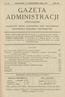 Gazeta Administracji : dwutygodnik poświęcony prawu publicznemu oraz zagadnieniom administracji rządowej i samorządowej. 1938, nr 20