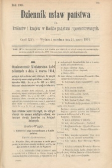 Dziennik Ustaw Państwa dla Królestw i Krajów w Radzie Państwa Reprezentowanych. 1914, nr 25