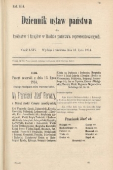 Dziennik Ustaw Państwa dla Królestw i Krajów w Radzie Państwa Reprezentowanych. 1914, nr 64