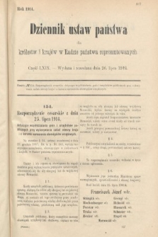 Dziennik Ustaw Państwa dla Królestw i Krajów w Radzie Państwa Reprezentowanych. 1914, nr 69