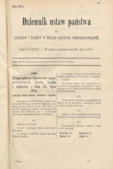 Dziennik Ustaw Państwa dla Królestw i Krajów w Radzie Państwa Reprezentowanych. 1914, nr 83