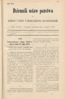 Dziennik Ustaw Państwa dla Królestw i Krajów w Radzie Państwa Reprezentowanych. 1914, nr 97