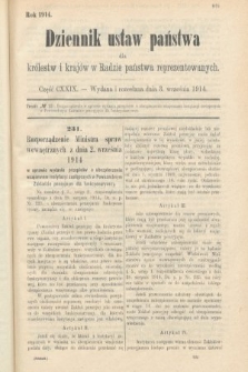Dziennik Ustaw Państwa dla Królestw i Krajów w Radzie Państwa Reprezentowanych. 1914, nr 129