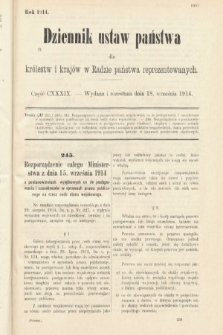 Dziennik Ustaw Państwa dla Królestw i Krajów w Radzie Państwa Reprezentowanych. 1914, nr 139