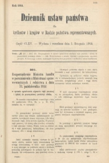 Dziennik Ustaw Państwa dla Królestw i Krajów w Radzie Państwa Reprezentowanych. 1914, nr 165