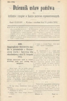 Dziennik Ustaw Państwa dla Królestw i Krajów w Radzie Państwa Reprezentowanych. 1914, nr 184