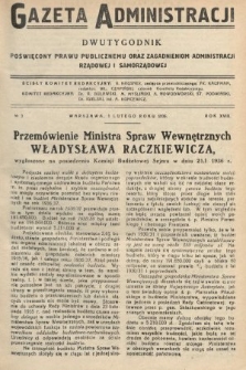 Gazeta Administracji : dwutygodnik poświęcony prawu publicznemu oraz zagadnieniom administracji rządowej i samorządowej. 1936, nr 3