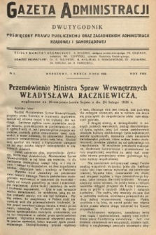 Gazeta Administracji : dwutygodnik poświęcony prawu publicznemu oraz zagadnieniom administracji rządowej i samorządowej. 1936, nr 5