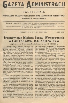 Gazeta Administracji : dwutygodnik poświęcony prawu publicznemu oraz zagadnieniom administracji rządowej i samorządowej. 1936, nr 6