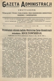 Gazeta Administracji : dwutygodnik poświęcony prawu publicznemu oraz zagadnieniom administracji rządowej i samorządowej. 1936, nr 7