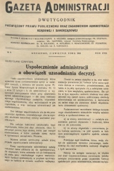 Gazeta Administracji : dwutygodnik poświęcony prawu publicznemu oraz zagadnieniom administracji rządowej i samorządowej. 1936, nr 8