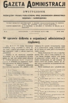 Gazeta Administracji : dwutygodnik poświęcony prawu publicznemu oraz zagadnieniom administracji rządowej i samorządowej. 1936, nr 21