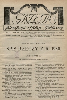 Gazeta Administracji i Policji Państwowej. 1930, spis rzeczy