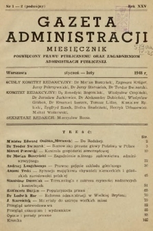 Gazeta Administracji : miesięcznik poświęcony prawu publicznemu oraz zagadnieniom administracji publicznej. 1948, nr 1-2