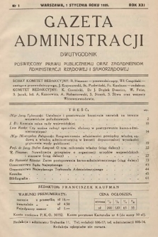 Gazeta Administracji : dwutygodnik poświęcony prawu publicznemu oraz zagadnieniom administracji rządowej i samorządowej. 1939, nr 1