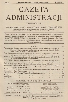 Gazeta Administracji : dwutygodnik poświęcony prawu publicznemu oraz zagadnieniom administracji rządowej i samorządowej. 1939, nr 2