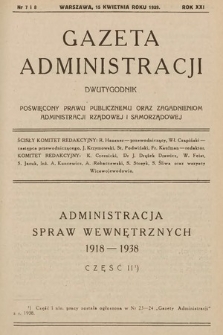 Gazeta Administracji : dwutygodnik poświęcony prawu publicznemu oraz zagadnieniom administracji rządowej i samorządowej. 1939, nr 7-8