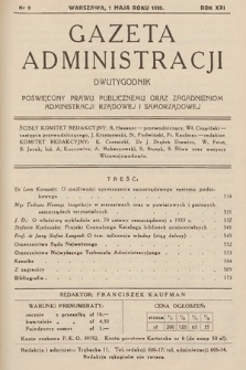 Gazeta Administracji : dwutygodnik poświęcony prawu publicznemu oraz zagadnieniom administracji rządowej i samorządowej. 1939, nr 9