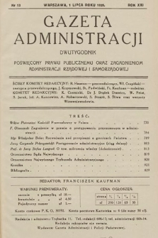 Gazeta Administracji : dwutygodnik poświęcony prawu publicznemu oraz zagadnieniom administracji rządowej i samorządowej. 1939, nr 13