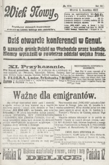 Wiek Nowy : popularny dziennik ilustrowany. 1922, nr 6250