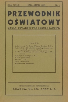 Przewodnik Oświatowy : organ Towarzystwa Szkoły Ludowej. 1935, nr 4