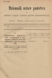 Dziennik Ustaw Państwa dla Królestw i Krajów w Radzie Państwa Reprezentowanych. 1916, nr 2