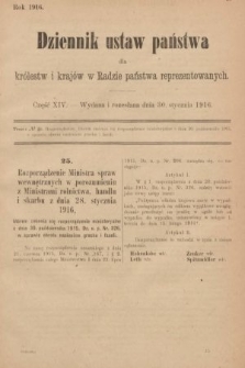Dziennik Ustaw Państwa dla Królestw i Krajów w Radzie Państwa Reprezentowanych. 1916, nr 14