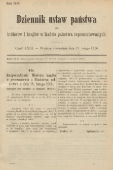 Dziennik Ustaw Państwa dla Królestw i Krajów w Radzie Państwa Reprezentowanych. 1916, nr 23