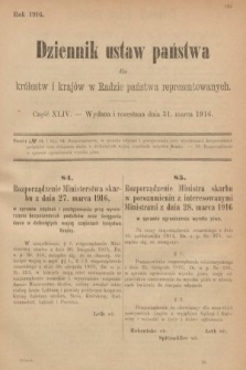 Dziennik Ustaw Państwa dla Królestw i Krajów w Radzie Państwa Reprezentowanych. 1916, nr 44