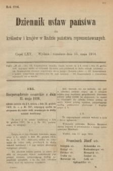 Dziennik Ustaw Państwa dla Królestw i Krajów w Radzie Państwa Reprezentowanych. 1916, nr 65