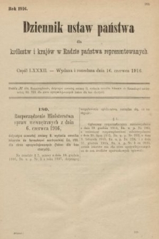 Dziennik Ustaw Państwa dla Królestw i Krajów w Radzie Państwa Reprezentowanych. 1916, nr 82