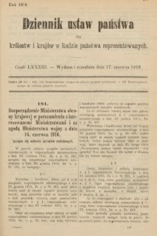 Dziennik Ustaw Państwa dla Królestw i Krajów w Radzie Państwa Reprezentowanych. 1916, nr 83