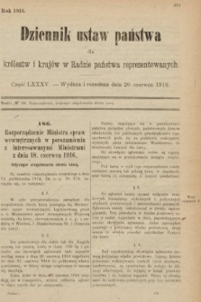 Dziennik Ustaw Państwa dla Królestw i Krajów w Radzie Państwa Reprezentowanych. 1916, nr 85