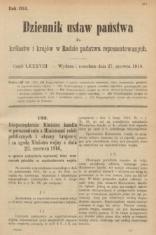 Dziennik Ustaw Państwa dla Królestw i Krajów w Radzie Państwa Reprezentowanych. 1916, nr 88