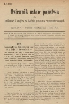 Dziennik Ustaw Państwa dla Królestw i Krajów w Radzie Państwa Reprezentowanych. 1916, nr 95