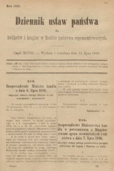 Dziennik Ustaw Państwa dla Królestw i Krajów w Radzie Państwa Reprezentowanych. 1916, nr 98