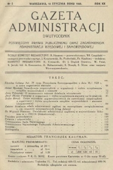 Gazeta Administracji : dwutygodnik poświęcony prawu publicznemu oraz zagadnieniom administracji rządowej i samorządowej. 1938, nr 2
