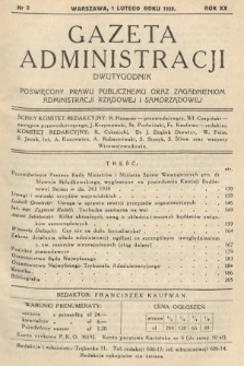 Gazeta Administracji : dwutygodnik poświęcony prawu publicznemu oraz zagadnieniom administracji rządowej i samorządowej. 1938, nr 3