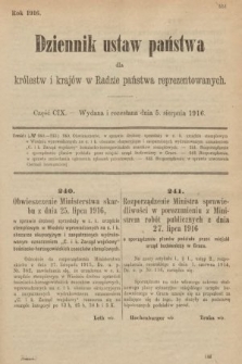 Dziennik Ustaw Państwa dla Królestw i Krajów w Radzie Państwa Reprezentowanych. 1916, nr 109