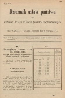 Dziennik Ustaw Państwa dla Królestw i Krajów w Radzie Państwa Reprezentowanych. 1916, nr 132