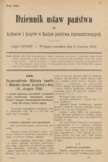 Dziennik Ustaw Państwa dla Królestw i Krajów w Radzie Państwa Reprezentowanych. 1916, nr 134