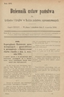Dziennik Ustaw Państwa dla Królestw i Krajów w Radzie Państwa Reprezentowanych. 1916, nr 135