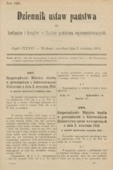 Dziennik Ustaw Państwa dla Królestw i Krajów w Radzie Państwa Reprezentowanych. 1916, nr 136