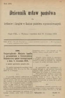 Dziennik Ustaw Państwa dla Królestw i Krajów w Radzie Państwa Reprezentowanych. 1916, nr 140