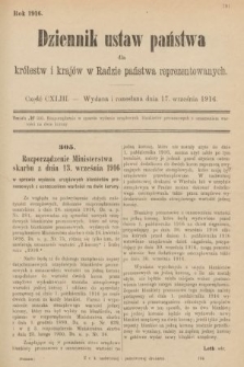 Dziennik Ustaw Państwa dla Królestw i Krajów w Radzie Państwa Reprezentowanych. 1916, nr 143