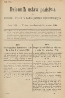 Dziennik Ustaw Państwa dla Królestw i Krajów w Radzie Państwa Reprezentowanych. 1916, nr 154